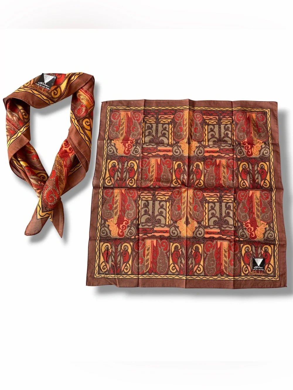 Eliakim Tokyo 100% Fine Cotton scarf Vibrant Paisley Abstract Pattern Headware